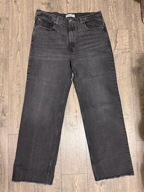Abercrombie & Fitch Women's Washed Black Straight-Leg Jeans